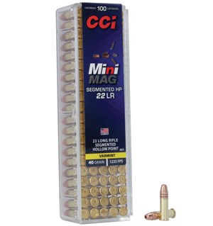 CCI
C36CC
MINI MAG
22LR, 40GR
SEGMENTED HOLLOW POINT
1235 FPS

SPECIAL
$21.90 /PER 100
$98.55 /PER 500
$895 /PER 5000
