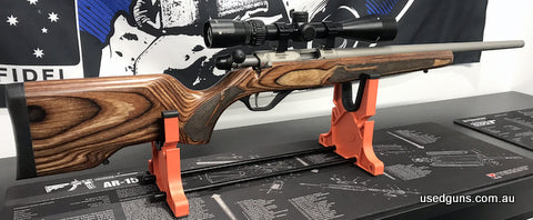 Excellent Condition LA101 Crossover. Laminate stock with titanium ceracoat barrel. Very Minor Blemishes on Buttstock. Less than 100 rounds. Includes 5 round mag