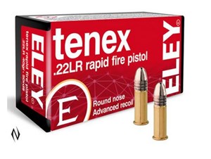 ELEY
ELTRFP
RAPID FIRE PISTOL
22LR, 40GR, LRN
AMMUNITION

$44.90 /PER 50
$404.10 /PER 500
$3749 /PER 5000