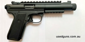 Volquartsen trigger accurizing kit fitted, 1/2x20 muzzle thread with thread protector, top & bottom pic rails fitted for mounting accessories, barrel has steel 