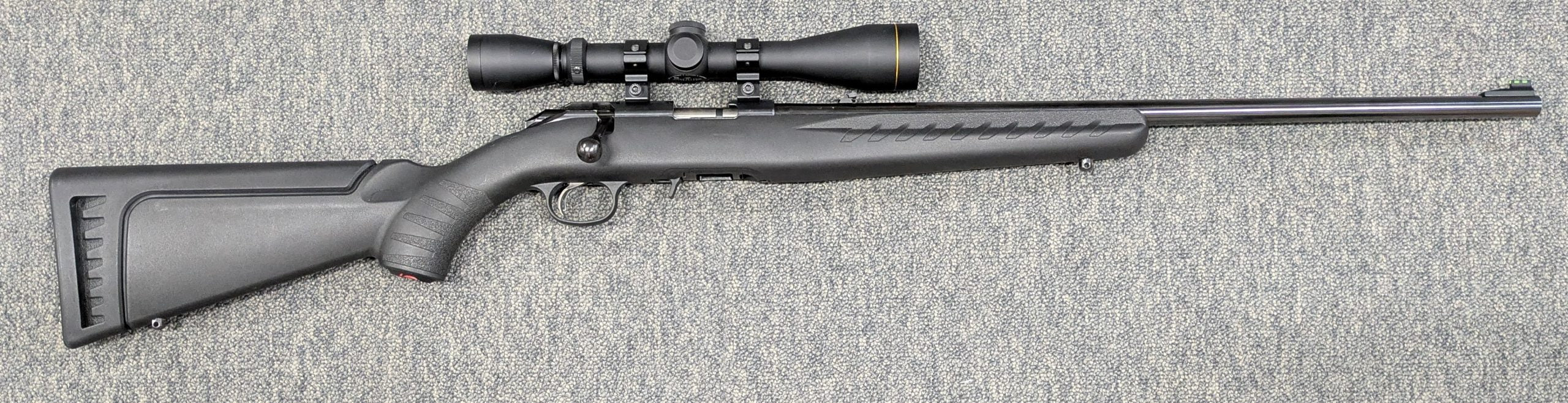 A Ruger American Rimfiore rifle in 22LR in very good condition. This rifle comes with a Leupold VX-1 3-9x40 scope and Sports Match rings. Please quote CW 114 wh