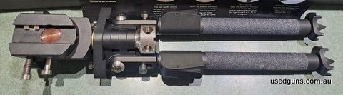 Amazing bipod. The spiked feet a little warn from being used on concrete. Comes with box and papers. Picatinny interface heavy duty legs black