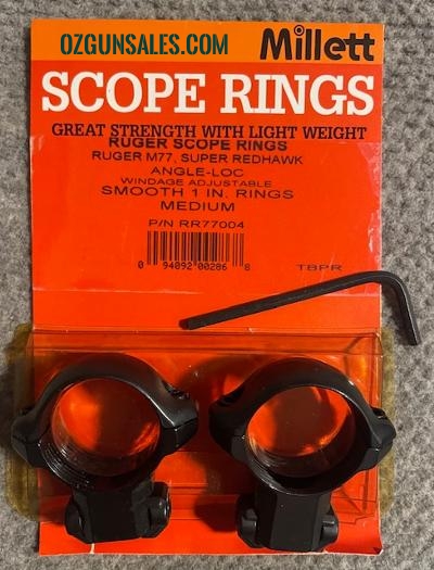 Millett Ruger M77 Rifle 1" Medium Mounts