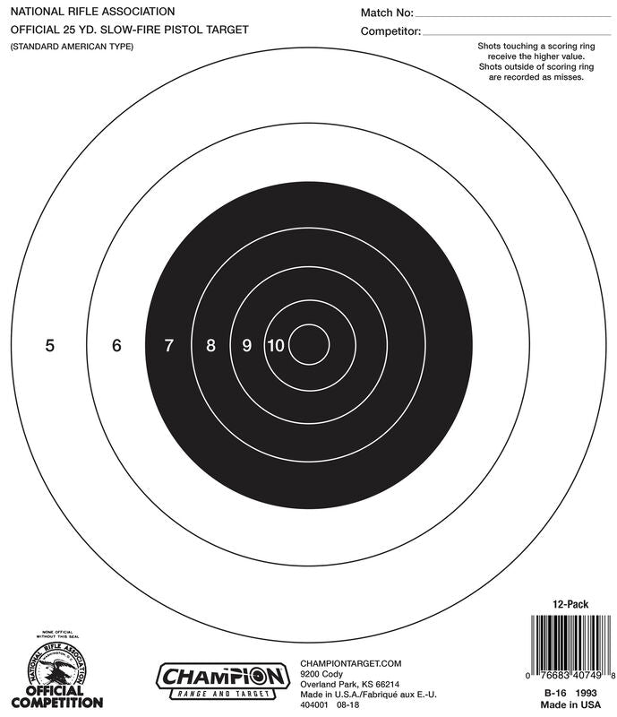 NRA 25Yd Pistol Slow Fire Target