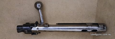 Mauser 98 bolt. Came off a military Mauser 308W. Is in very good condition. Bolt handle has been modified, see picture.