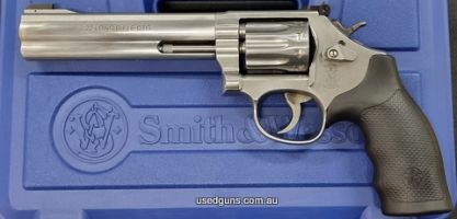 Brand new and in stock for immediate delivery. Smith & Wesson M617 in 22lr. 6" barrel and 10 shot cylinder. Comes cased. $30 freight to your dealer Australia wi