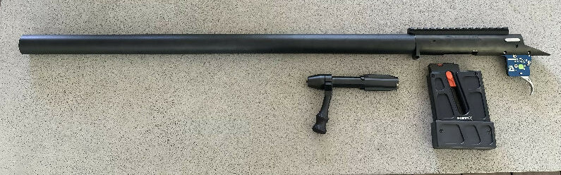 Zermatt Arms RimX barrelled action only 22LR built by LRP solutions. Bartlein 24” 1:16 twist 1.25 barrel cerokoted black, Bix & Andy Tacsport Pro X,  few spares