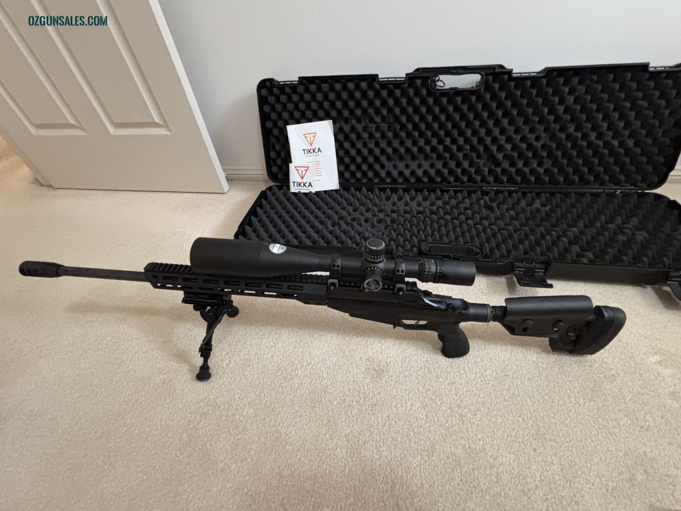 Tikka Tac A1 Complete with padded carry case, Nightforce NxS 8 - 32 x 56 Scope  Rifle