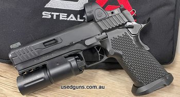 1911 style pistol that takes Glock magazines. Cut for RMR footprint optic. It has a bit of finish wear in the usual locations (around slide stop, magazine well,