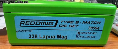 Less than half price. Reduced from $630 to clear. Brand new Redding 338 Lap Type S Match Neck Die Set. $15 post Australia Wide.