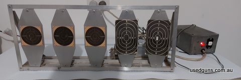These electric scale model turning targets turn accurately for Rapid Fire Stage of the ISSF competition. 20cm high and weighs 2Kg.