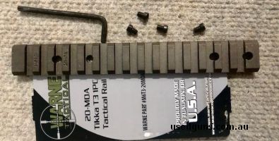 Warne Tikka T3 Rifle steel picatinny rail base 20MOA. Phone 0429849007. If reply by email please forward return phone number.