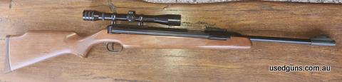 Very accurate and sought after German made Diana 22 side cocking air rifle. Excellent condition except for some little marks on the comb of the stock. I'm happy