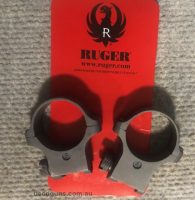 Ruger M77 rifle 30mm mounts stainless NEW. Sizes height 5/6. Phone 0429849007. If reply by email please forward return phone number.