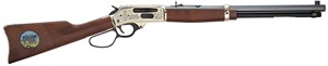 HENRY
H009BGLAC
AMERICAN CATTLEMAN TRIBUTE
EDITION RIFLE
30-30
6 SHOT
LEVER ACTION
BIG LOOP LEVER
20 INCH OCTAGONAL BARREL
BLUED FINISH
BRASS FINISHED ENGRAVED RECEIVER
ENGRAVED PAINTED WALNUT BUTT STOCK
WITH WALNUT FOREND
ADJUSTABLE SEMI BUCK HORN SIGHT
WITH DIAMOND 
BRASS BEAD FRONT