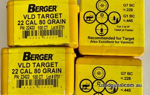 400 Berger VDL Target projectiles. 80gr 22 Cal. Price includes post