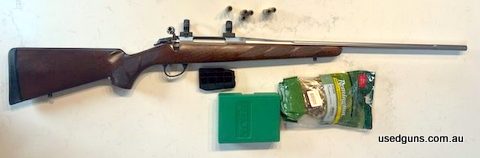 Very good condition, with a few slight marks on the stock Only fired appx 30 rounds Very nice checkered walnut stock with fluted stainless steel barrel comes wi
