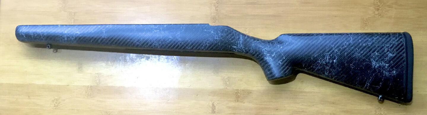 Carbon Fiber stock for long action Weatherby Vanguard/Howa sporter weight barrel. Only weighs 585 grams which makes for a very light rifle. It’s a USA made Stoc