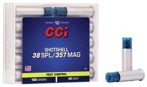 CCI
C3738
38/357 SHOT SHELL
AMMUNITION

$36.90 /PER 10
$313.65 /PER 100