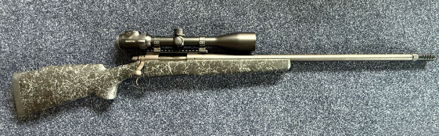 Awesome long range rifle, factory matt black ceracote and after market muzzle brake, felt recoil of 243. Not being used so has to go, fired approx 60 shots. Inc