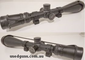 As new condition, and only ever used on a 22 rimfire. 0.25 MOA adjustment R44 Retical. Includes 30mm Trentech Engineering rings