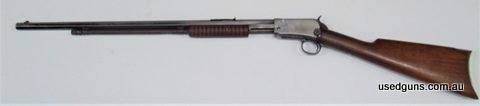 A very rare Winchester Model 90 pump action 22S Short. Stainless steel barrel and reciever and butt plate, engraved with the name of the original owner, who was