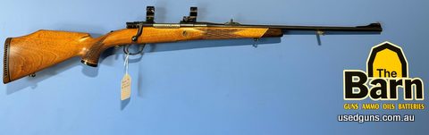 Voere Model SHF 3 .243 improved . Stock has been refinished, has open sights + comes with 25mm rings + 2 piece bases. Is in very good condition. Nice Monte Carl