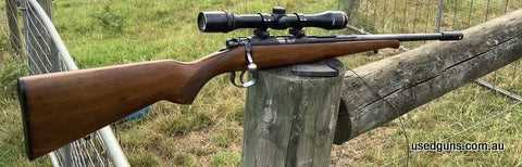 1983 Brno model 2 in good condition. Very accurate little rifle. Barrel has been professionally cut to 420 mm (approx 16 inches) and threaded. Comes with flash 