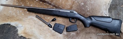 Tikka T3X Lite stainless in 223 with 1:8 twist. Sitting in varmint sock and includes upgraded Atlasworx aluminium bottom metal and trigger guard as well as stai