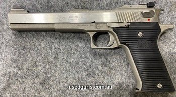 Long slide 155mm barrel, Stainless steel. No case. Only 1 Magazine.