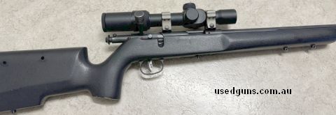 Savage MK 2. 16‚Äö√Ñ√π semi-bull barrel. Treaded 1/2x28. Has muzzle brake fitted. Used for plinking. Sitting in Boyd‚Äö√Ñ√¥s stock, epoxy bedded. Shoots easy 1/