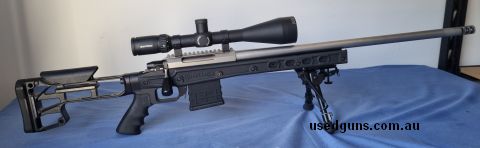 TIKKA T3 SUPER VARMINT 223REM MDT HS3 chassis & skeleton Stock 10 round magazine. Upgraded bolt handle and titanium bolt shroud. Gunsmith fitted muzzle brake. L
