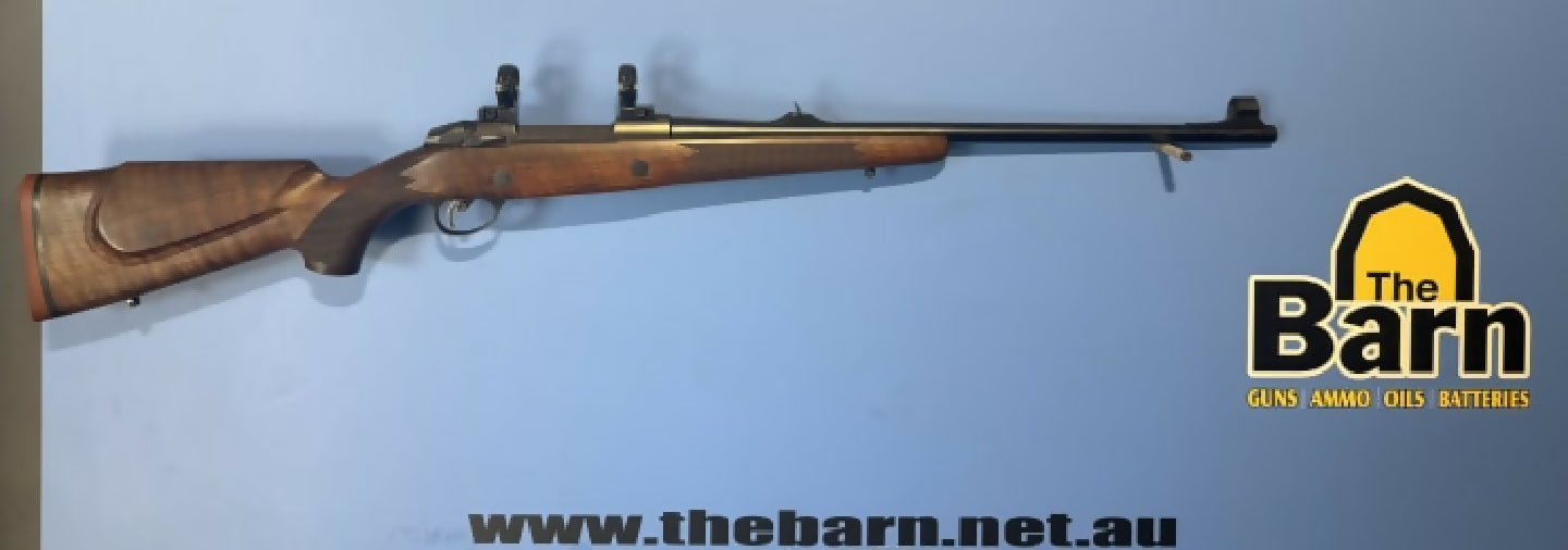 Sako 85 Left Hand hunter 9.3x62, is in very good condition. Has open sights. Has some marks near front sling stud.