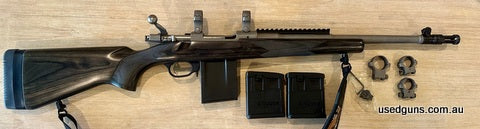 Excellent condition stainless steel Ruger Gunsite Scout in 223/5.56mm. Rarely used on yearly hunting trips, always oiled and cleaned. Genuinely fired less than 