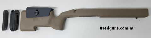 Brand new McMillan A4 stock to suit Remington 700 SA or clone. FDE finish, LOP spacer system, 1/2 Pachmayer recoil pad. Adjustable saddle cheek, and two (2) flu