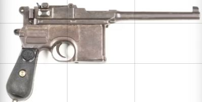 GERMAN C96 BROOMHANDLE MAUSER S/A SERVICE PISTOL: 7.63 Cal; 10 shot box mag; 140mm (5%2") barrel std sights with rear sight graduated 50-1000; std Mauser addres