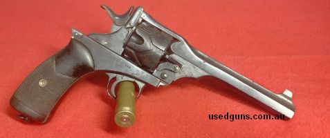 Hi here‚Äö√Ñ√¥s a great and rare webley fosbery revolver.made by webley from 1901 to 1924. The caliber is .455 webley and holds 6 rounds.  the fosbery revolver 