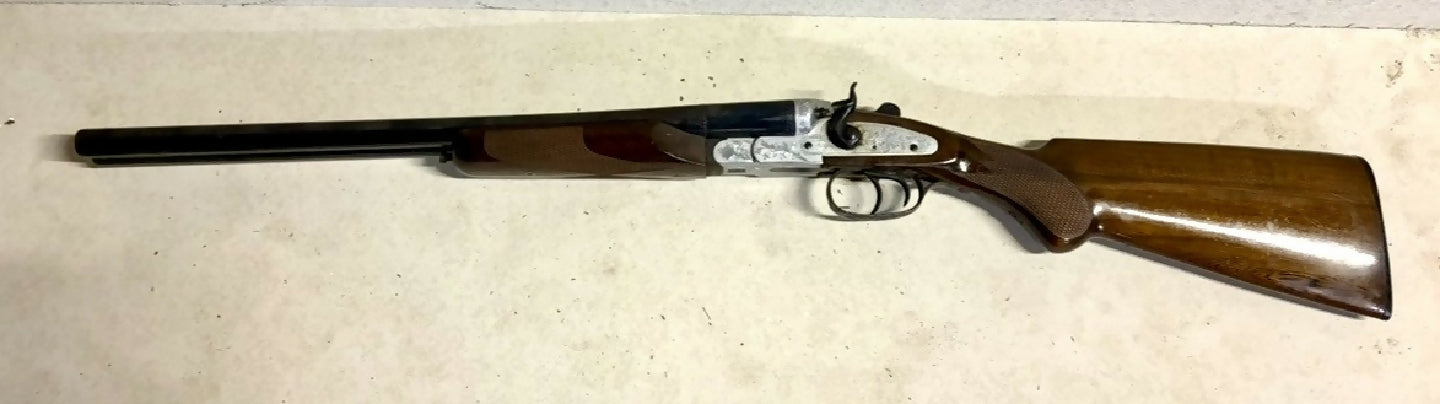 Rossi double barrel coach gun 12ga, 20” barrel, engraved stainless steel receiver. External hammers