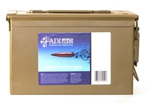 ADI
ADIWC308135SHPCA 
WORLD CLASS HUNTING BULK
308WIN, 135GR, HOLLOW POINT
LOADED WITH SIERRA GAMEKING 
AMMUNITION
WITH FREE METAL AMMO CAN

SPECIAL
$1169 /PER 480