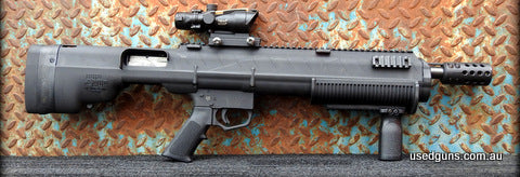 Mossberg 500 in a Bullpup unlimited chassis. 5 shot. Slick action. Pump action Cat C. 20.5 inch barrel. Overall length 790mm. Scope not included. Only $49 deale