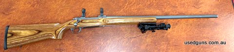 Ruger M77 Mk II Varmint. Laminate stock. Stainless steel barrel and action. Chambered in 308W. In very good condition. Hardly used. 30mm Rings included