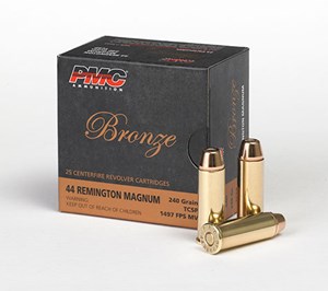 PMC
PMC44D
BRONZE LINE
44 MAGNUM, 240GR, TCSP
AMMUNITION

$44.90 /PER 25
$399 /PER 250
$740 /PER 500