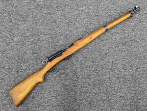 SWISS
SCHMIDT RUBIN
1905 CALVARY CARBINE
7.5X55, 6 SHOT
STRAIGHT PULL ACTION
MATCHING NUMBERS
SWISS MILITARY MARKINGS
MANUFACTURED 1908
#4768

VGC+ $1290