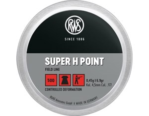 RWS
2136678
SUPER H POINT
177CAL, 6.9GR, HOLLOW POINT
AIR RIFLE PELLETS

$17.50 /PER 500
$157.50 /PER 5000