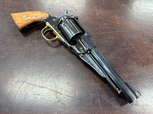REMINGTON
MODEL 1858 TARGET
36CAL
6 SHOT
CAP N BALL
BLACK POWDER
6.5 INCH BARREL
ADJUSTABLE REAR SIGHT
TIMBER GRIPS
#38251

GC+ $220