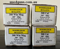 Hard to come by .308 caliber 180 grain PP SN Woodleigh projectiles. Pickup Sydney, NSW or buyer pays postage.
