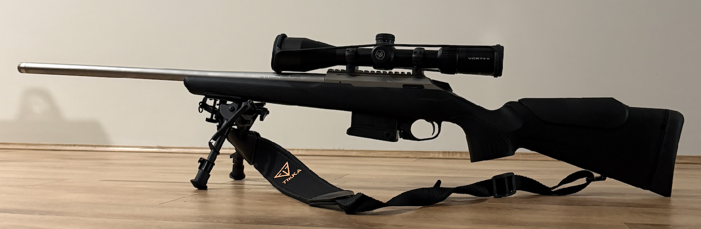 Excellent condition, only had 5 rounds put through it. Varmint barrel. ¬†Comes with Bi-Pod, Vortex Diamondback Tactical 6-24x50 scope and soft carry case. ¬†Ver