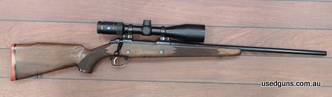 Sako 85 Hunter chambered in 8x57 Mauser. Rifle is in good condition and has had the metalwork Cerakoted black.