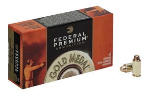FEDERAL
FGM45B
GOLD MEDAL MATCH
45ACP, 185GR
FMJ SEMI WAD CUTTER

SPECIAL
$59.90 /PER 50
$599 /PER 500