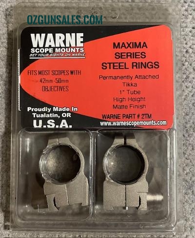 Warne Maxima 1" High QD Rings Tikka / Brno Rifle